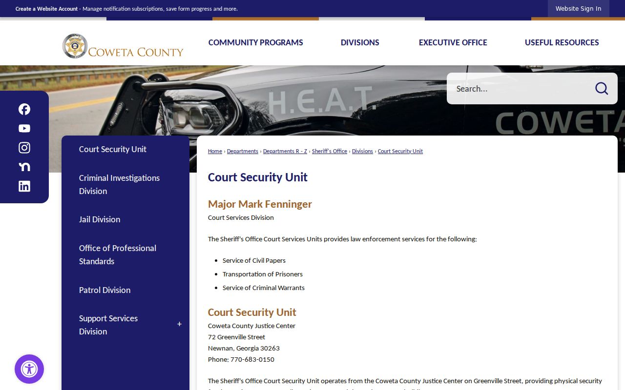 Coweta County Sheriff Court Security arrest warrant service information