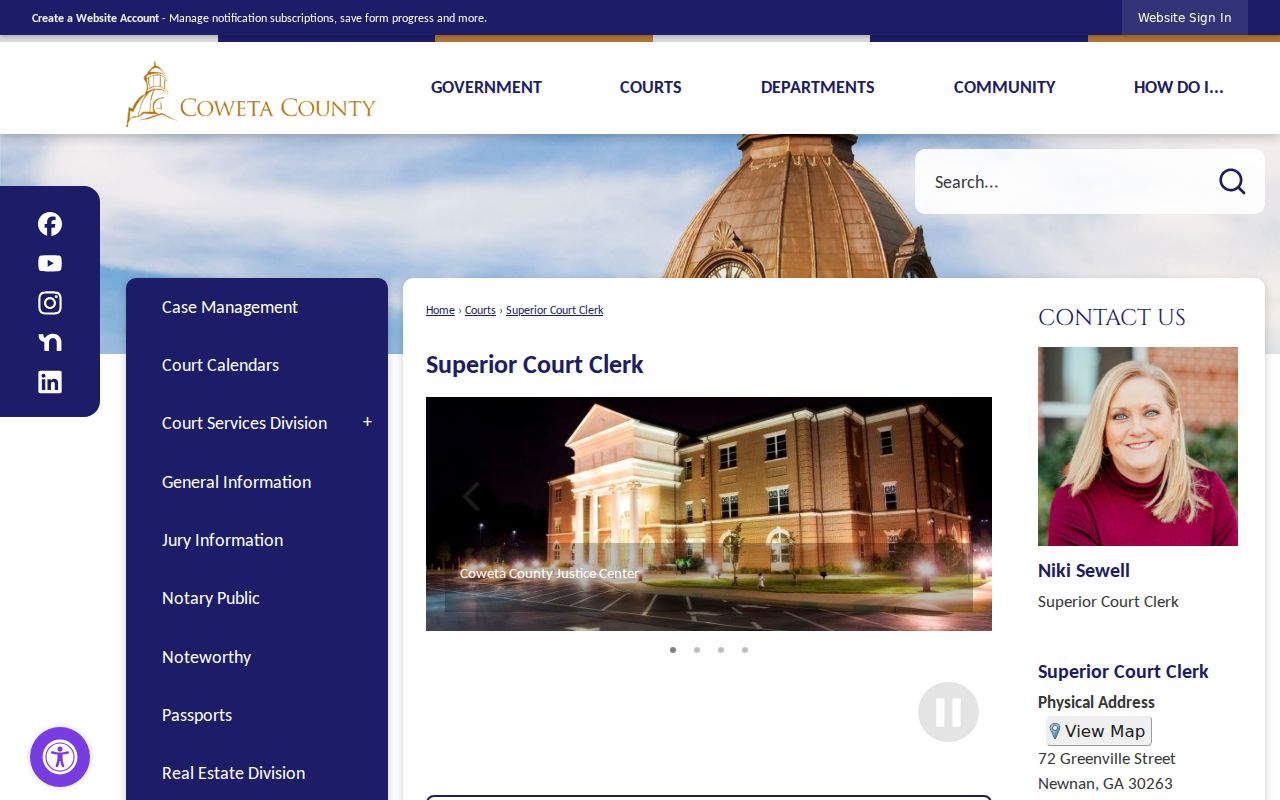 Coweta County Superior Court Clerk arrest warrant record contact