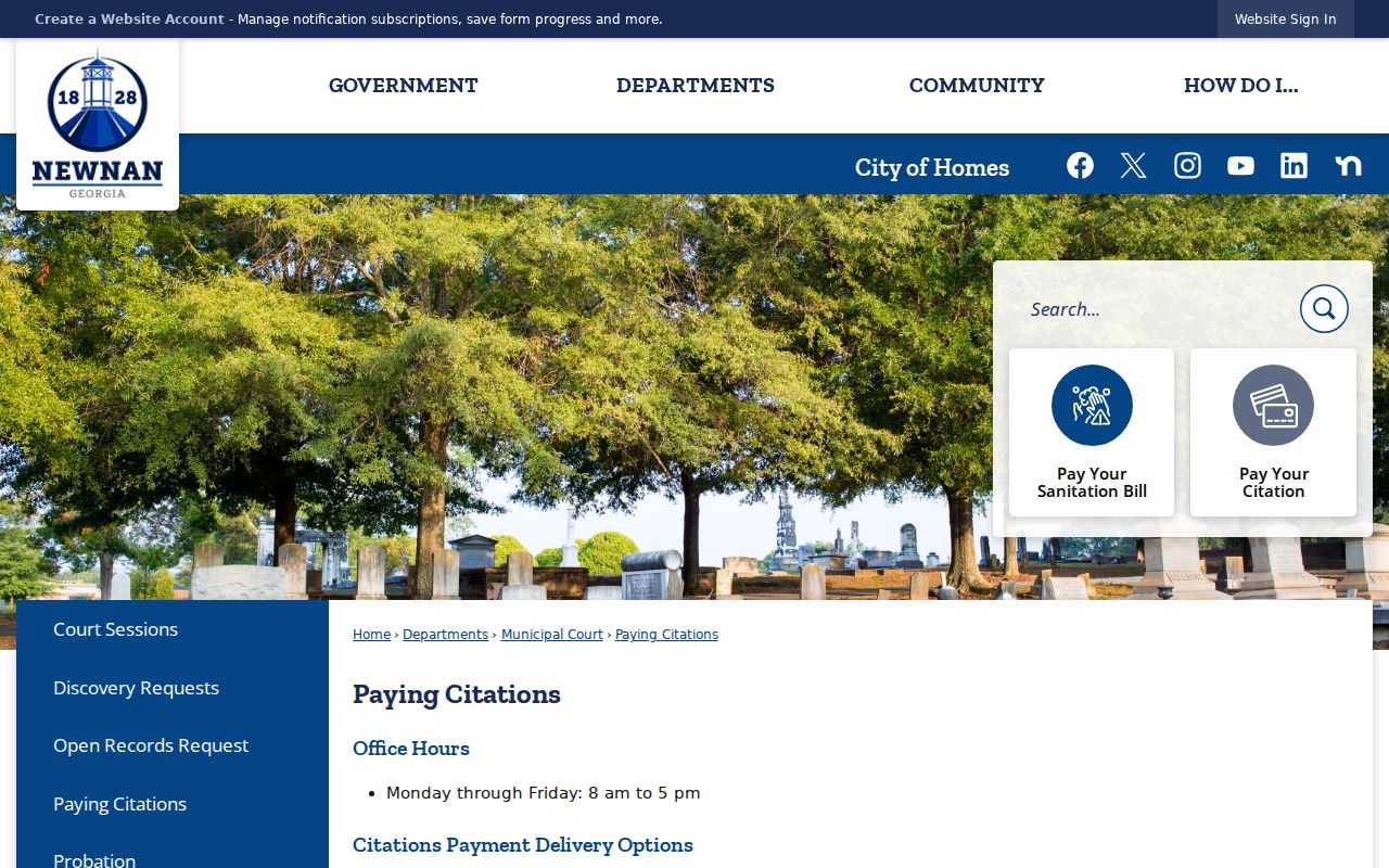Newnan warrant records citation payment instructions
