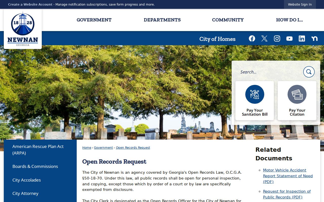 Newnan warrant records open records request routes