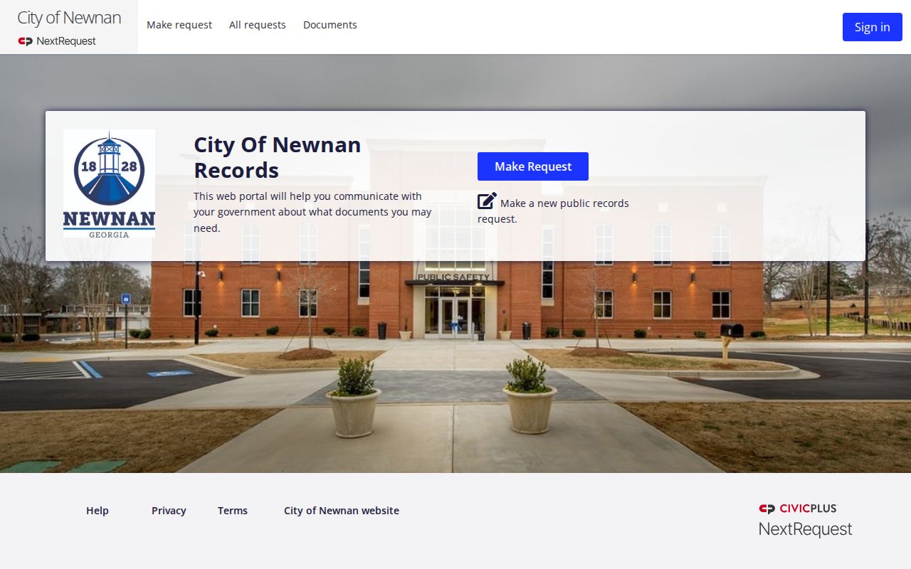 Newnan warrant records request portal