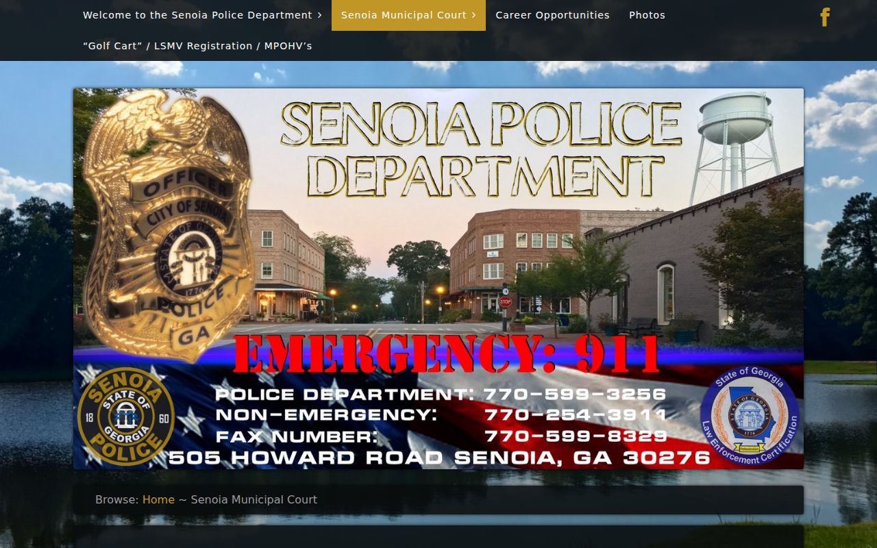 Senoia Municipal Court warrant records schedule and security