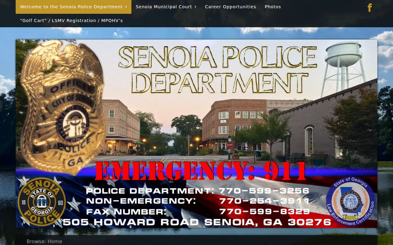 Senoia Police warrant records contact page