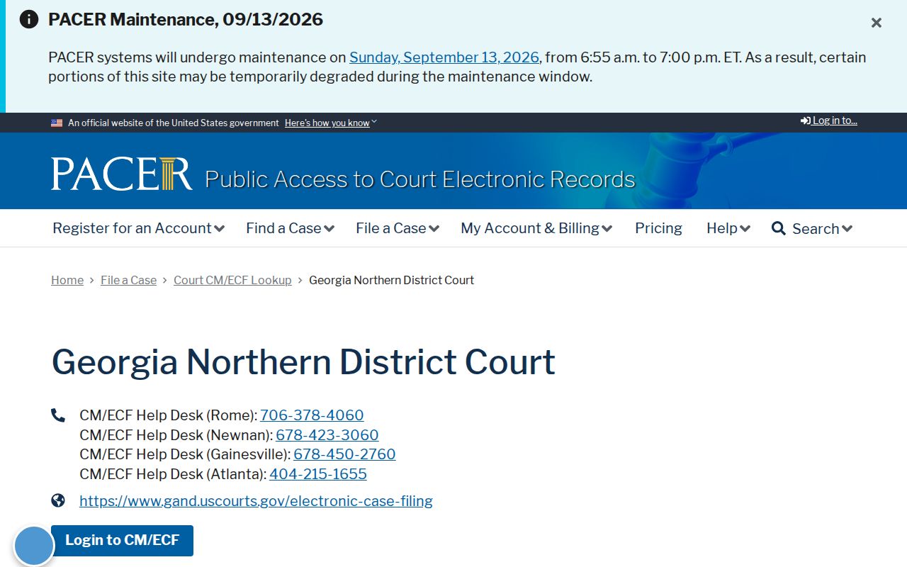 Federal boundary for Coweta County warrant records