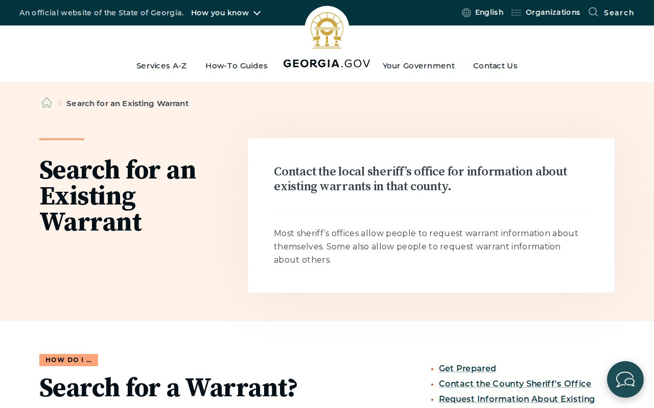 Georgia official instructions for a Coweta County warrant search